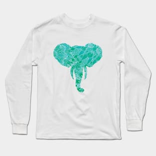 Turquoise Mandala Elephant Long Sleeve T-Shirt